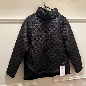 Athleta Whisper Featherless Jacket in black. Size L tall. New with tags.